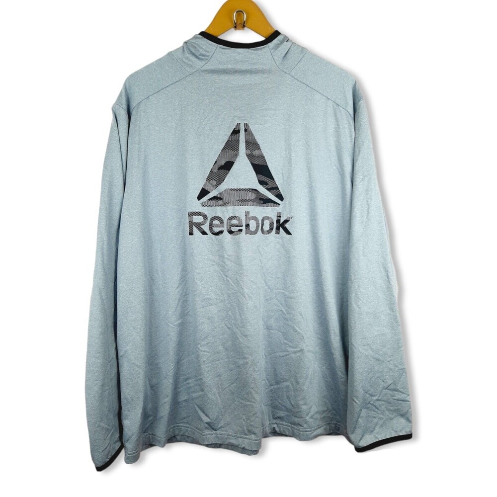 Reebok Men Sweatshirt Gray Hoodie Comfort Pullover Athletic Wear Gym Size XXL